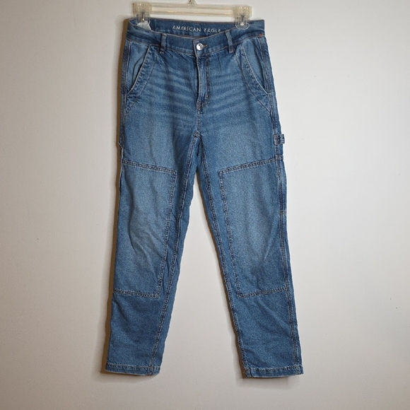 American Eagle 90's Straight Carpenter Light Blue Denim Jeans Size 4 - Picture 1 of 6